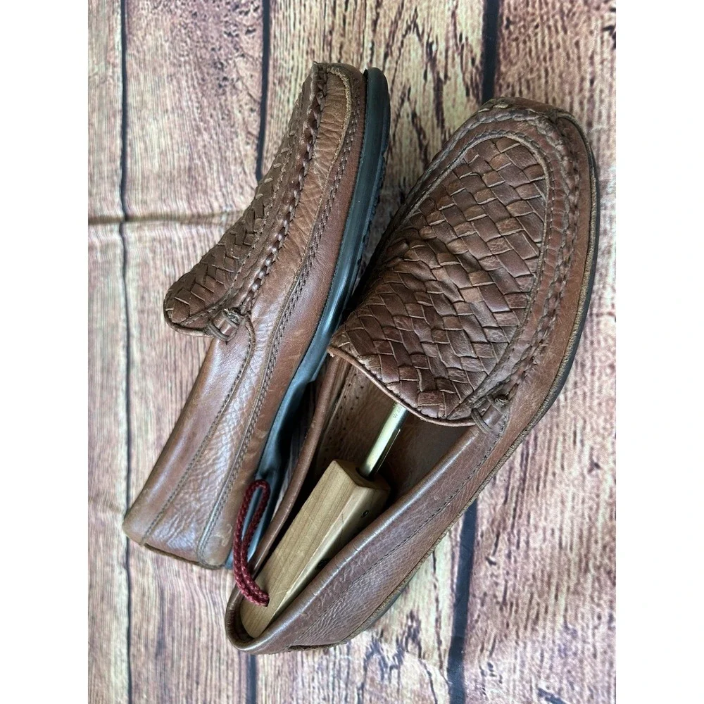 Johnston‎ & Murphy Tidwell Woven Loafers Brown Sheepskin Men 11